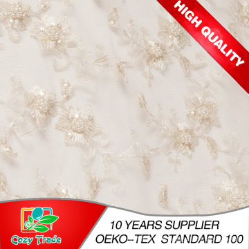 Embroidery Fabric for Wedding Dress, Banquet, Handcrafted Bead